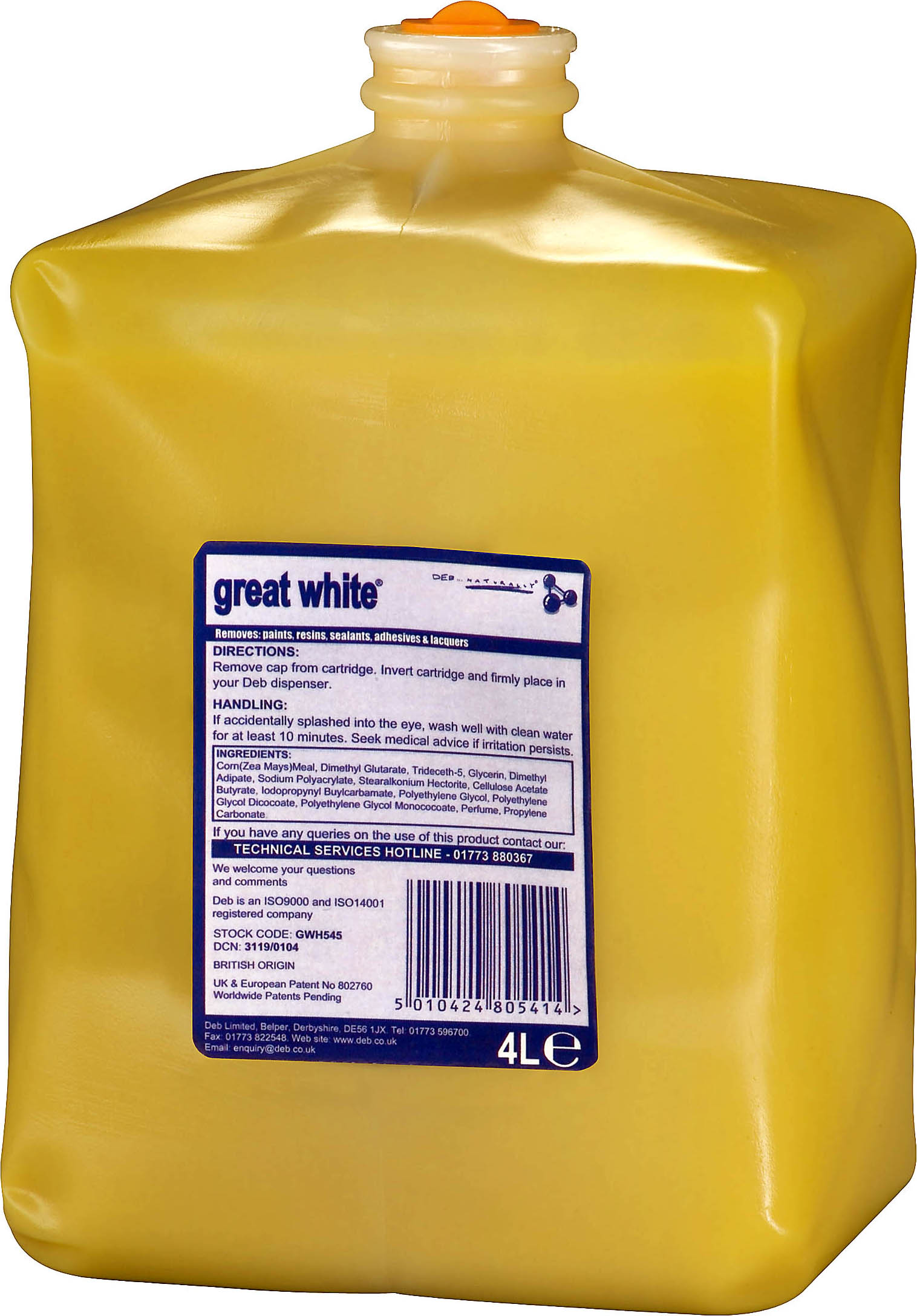 DEB "GREAT WHITE" HAND CLEANSER 4L - HEAVY DUTY (1) DEB "GREAT WHITE" HAND CLEANSER 4L - HEAVY DUTY (1)
