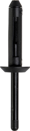 PLASTIC RIVETS (50) BLACK 6MM x25MM STANDARD FLANGE 12.9MM FLANG