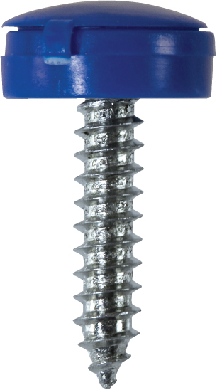 NUMBER PLATE FASTENERS BLUE NO 8 x 3/4" (100) HINGED CAPS NUMBER PLATE FASTENERS BLUE NO 8 x 3/4" (100) HINGED CAPS