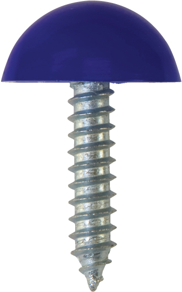 NUMBER PLATE FASTENERS BLUE (100) SELF TAPPERS-DOMES & CUPS