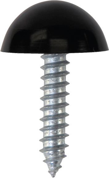 NUMBER PLATE FASTENERS BLACK (100) SELF TAPPERS-DOMES & CUPS