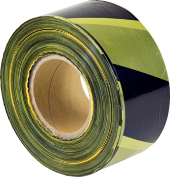 HAZARD WARNING BARRIER TAPE BLACK/YELLOW 500M ROLL (1)