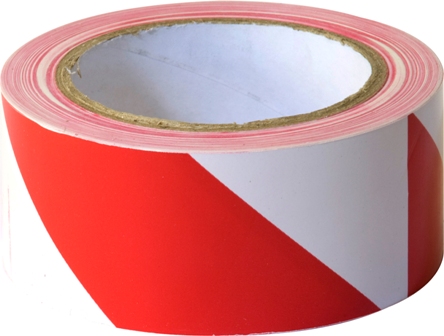 HAZARD WARNING ADHESIVE TAPES WHITE/RED - 33M ROLL (1)