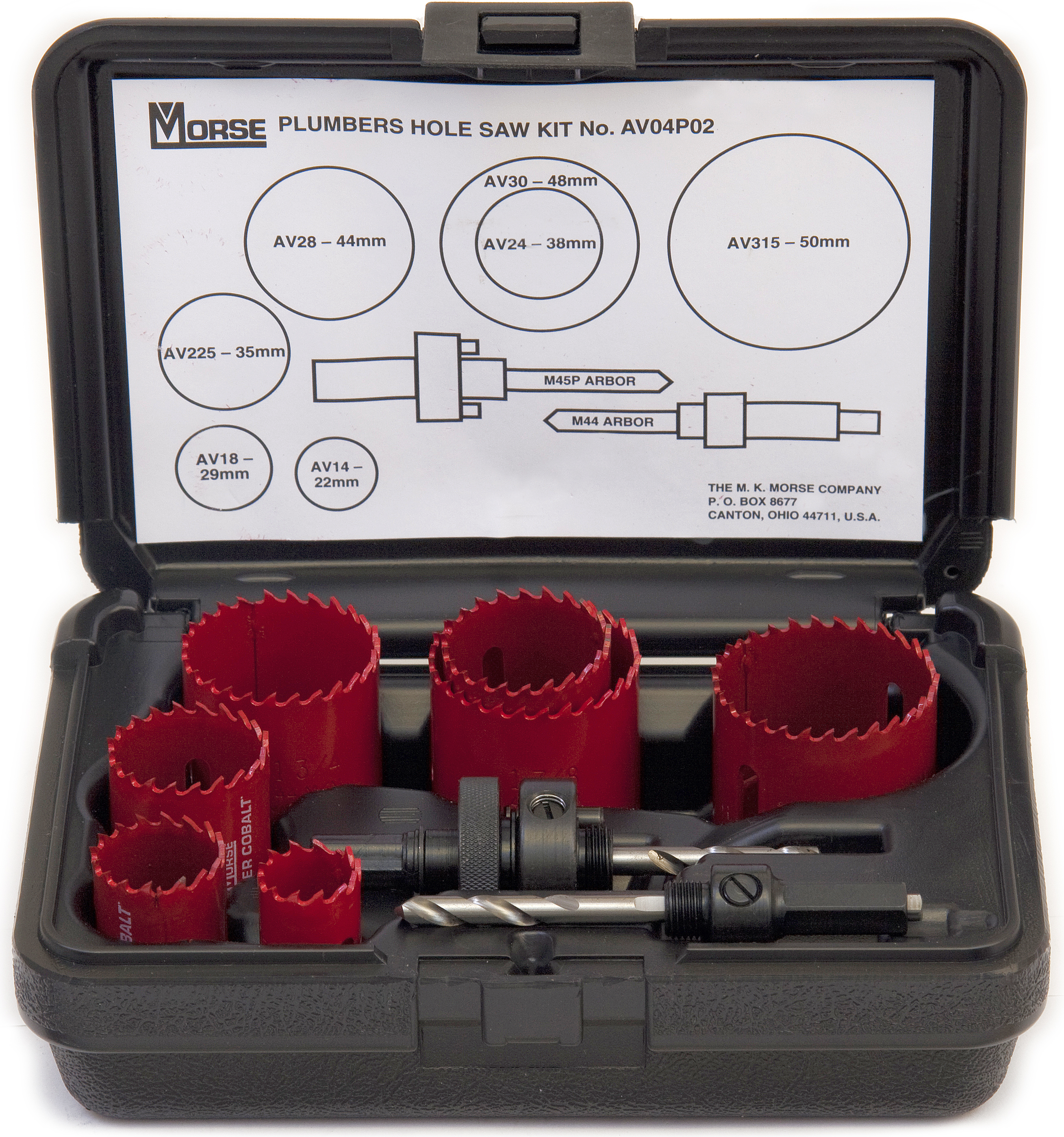 MORSE PLUMBERS HOLE SAW KIT 9 PIECE SET MORSE PLUMBERS HOLE SAW KIT 9 PIECE SET