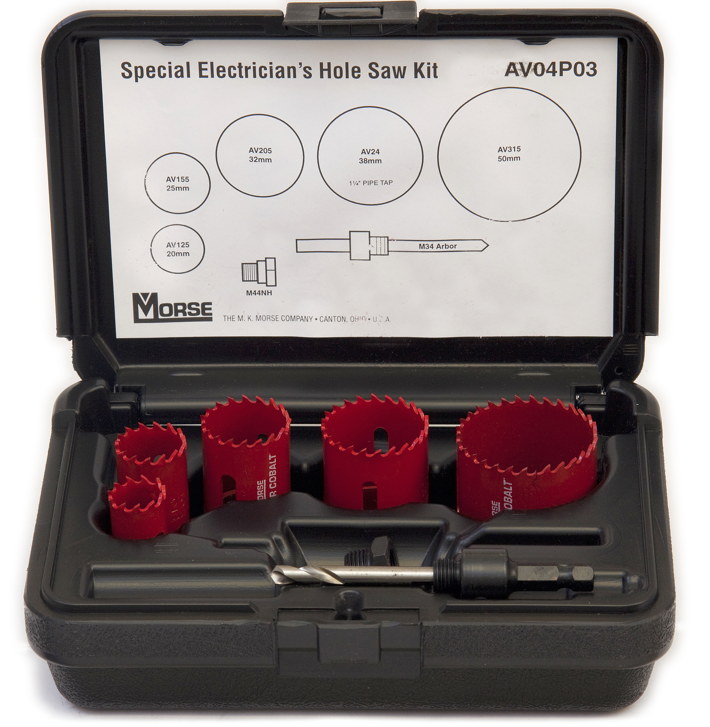 MORSE ELECTRIANS HOLE SAW KIT 7 PIECE SET MORSE ELECTRIANS HOLE SAW KIT 7 PIECE SET